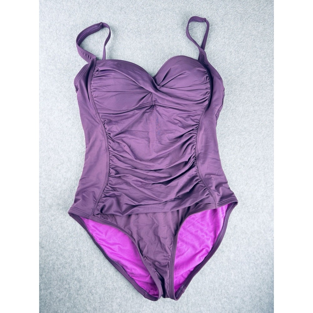 Liz Claiborne Women's One Piece Swimsuit Adjustable Straps Purple Size‎ 8
